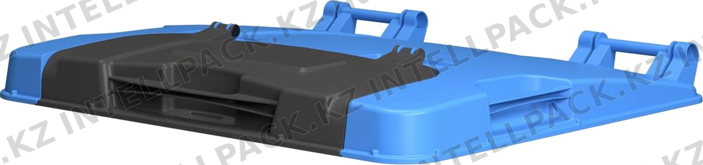 Крышка для мусорного контейнера 1100 л iPlast синяя TwinLid с тёмно-серой мини-крышкой