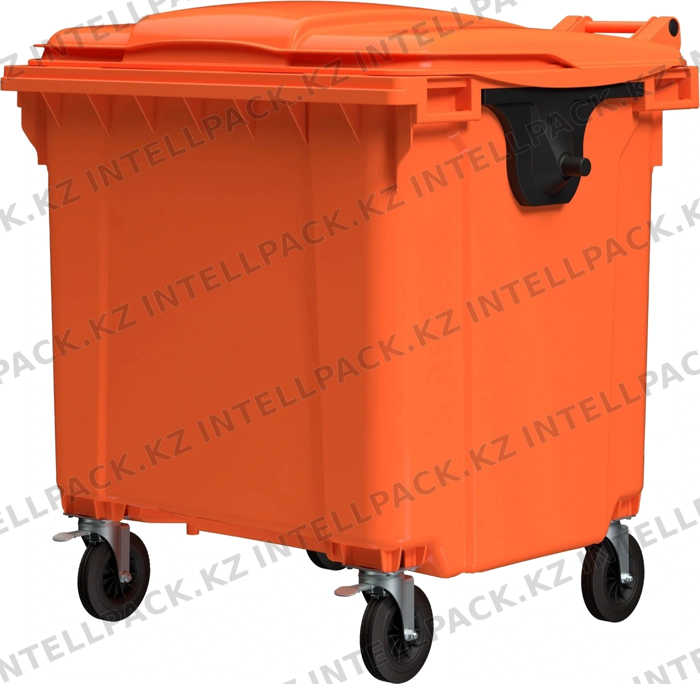 Мусорный контейнер 1100 л iPlast оранжевый 4-колёсный с оранжевой крышкой N2 (20.807.2)