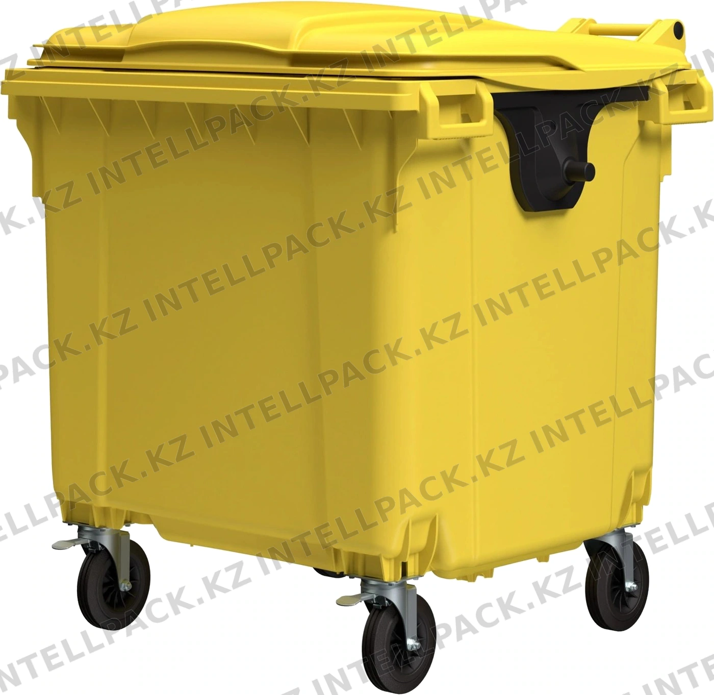 Мусорный контейнер 1100 л iPlast жёлтый 4-колёсный с жёлтой крышкой