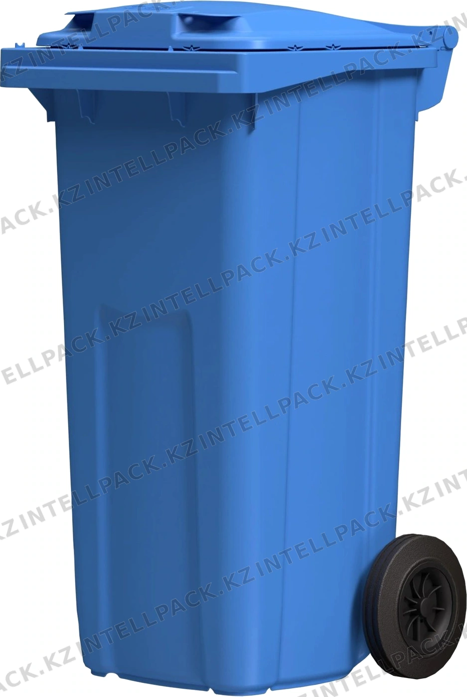 Мусорный контейнер 120 л iPlast тёмно-голубой 2-колёсный (д. 200 мм) с тёмно-голубой крышкой