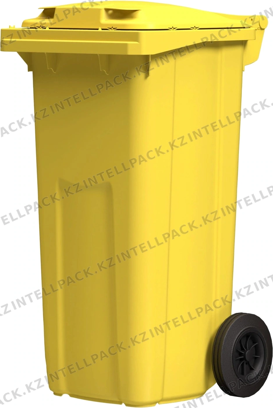 Мусорный контейнер 120 л iPlast жёлтый 2-колёсный (д. 200 мм) с жёлтой крышкой NEW (20.805)