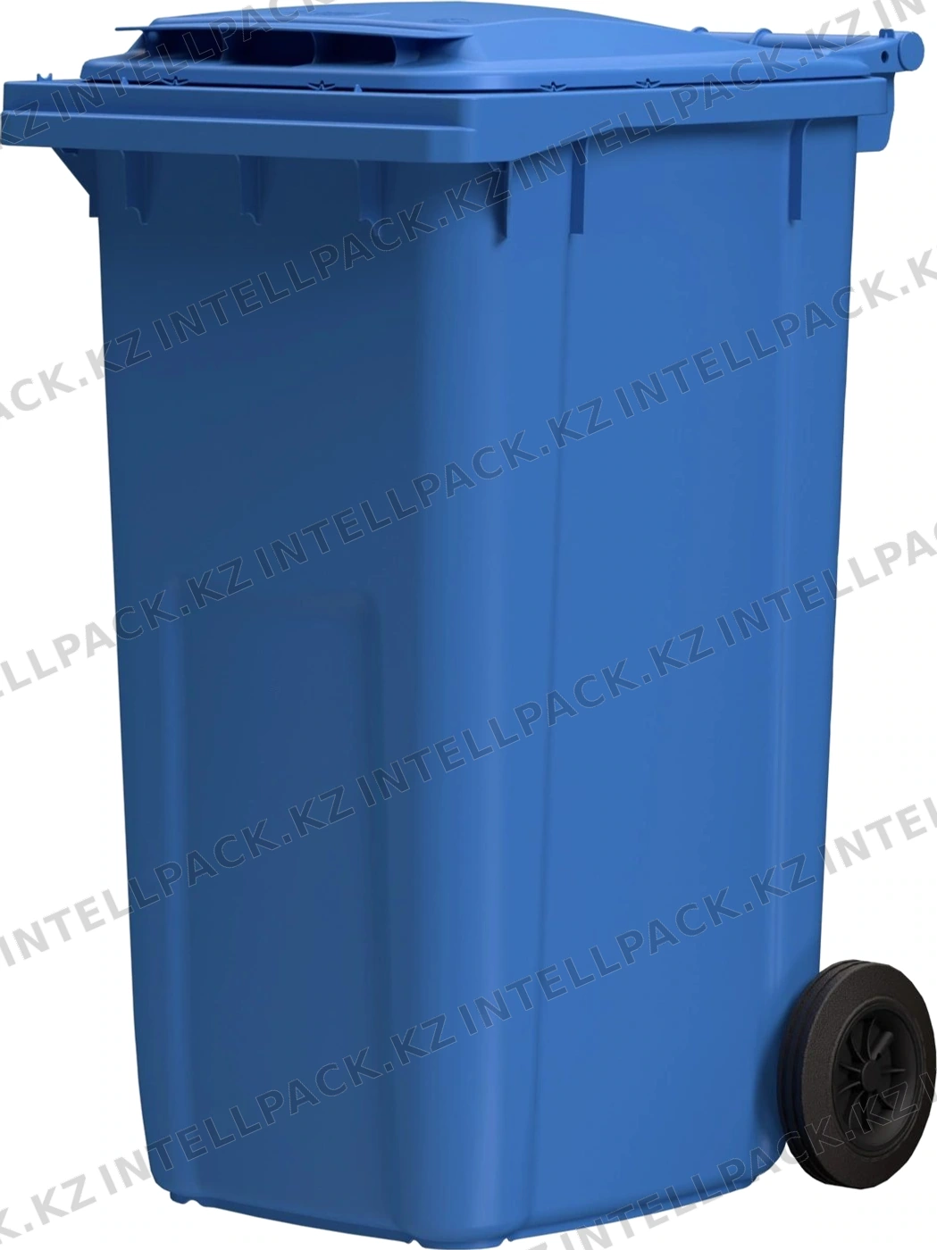 Мусорный контейнер 240 л iPlast тёмно-голубой 2-колёсный (д. 200 мм) с тёмно-голубой крышкой