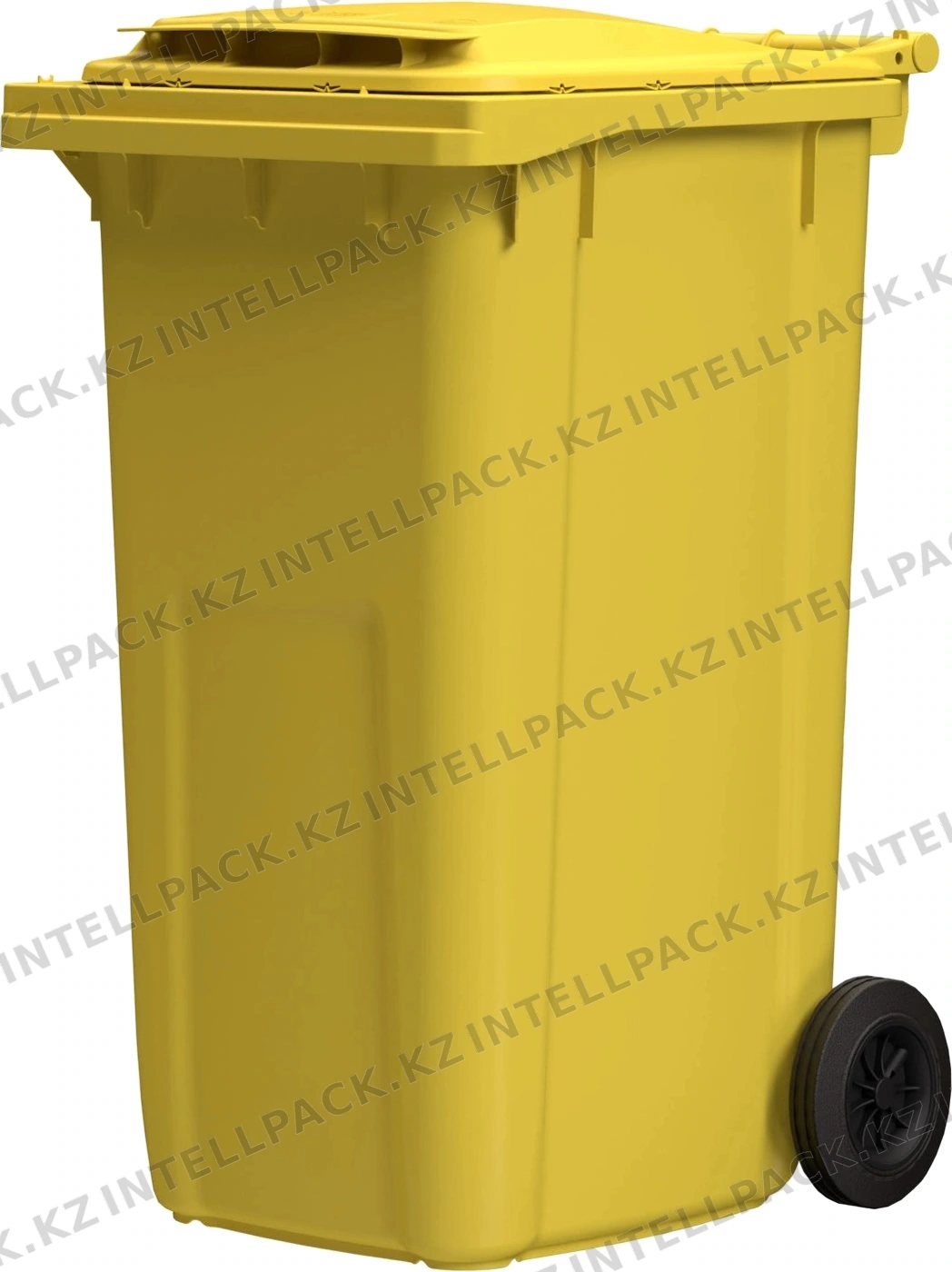 Мусорный контейнер 240 л iPlast жёлтый 2-колёсный (д. 200 мм) с жёлтой крышкой NEW (20.808)