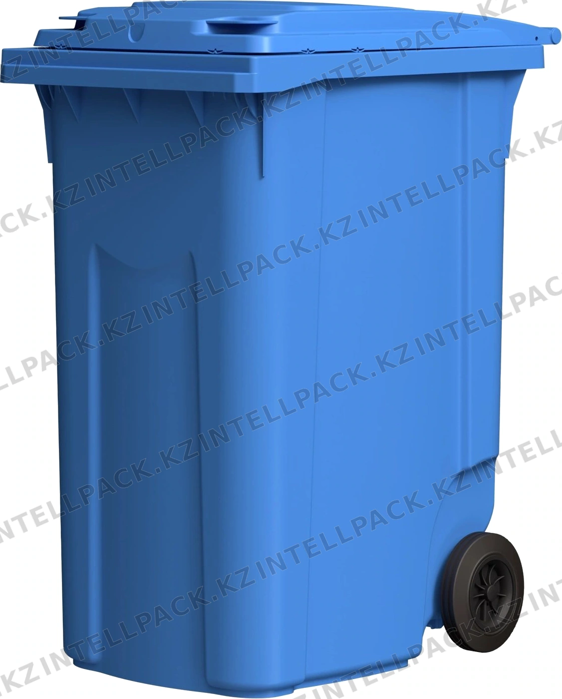Мусорный контейнер 360 л iPlast тёмно-голубой 2-колёсный (д. 200 мм) с тёмно-голубой крышкой