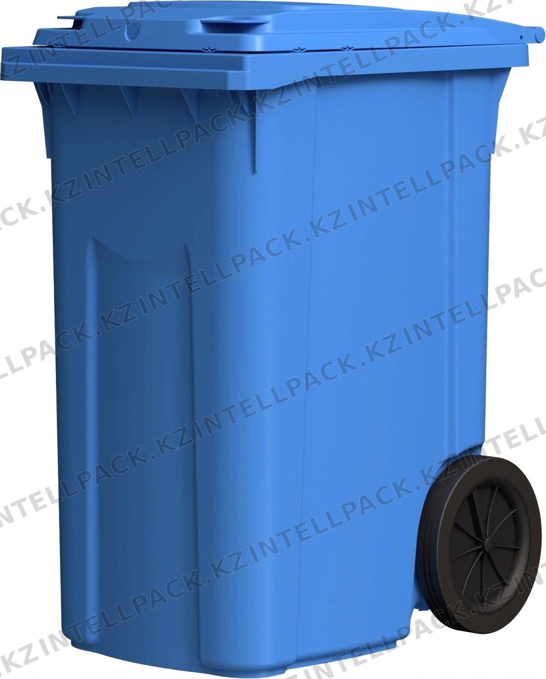 Мусорный контейнер 360 л iPlast тёмно-голубой 2-колёсный (д. 300 мм) с тёмно-голубой крышкой