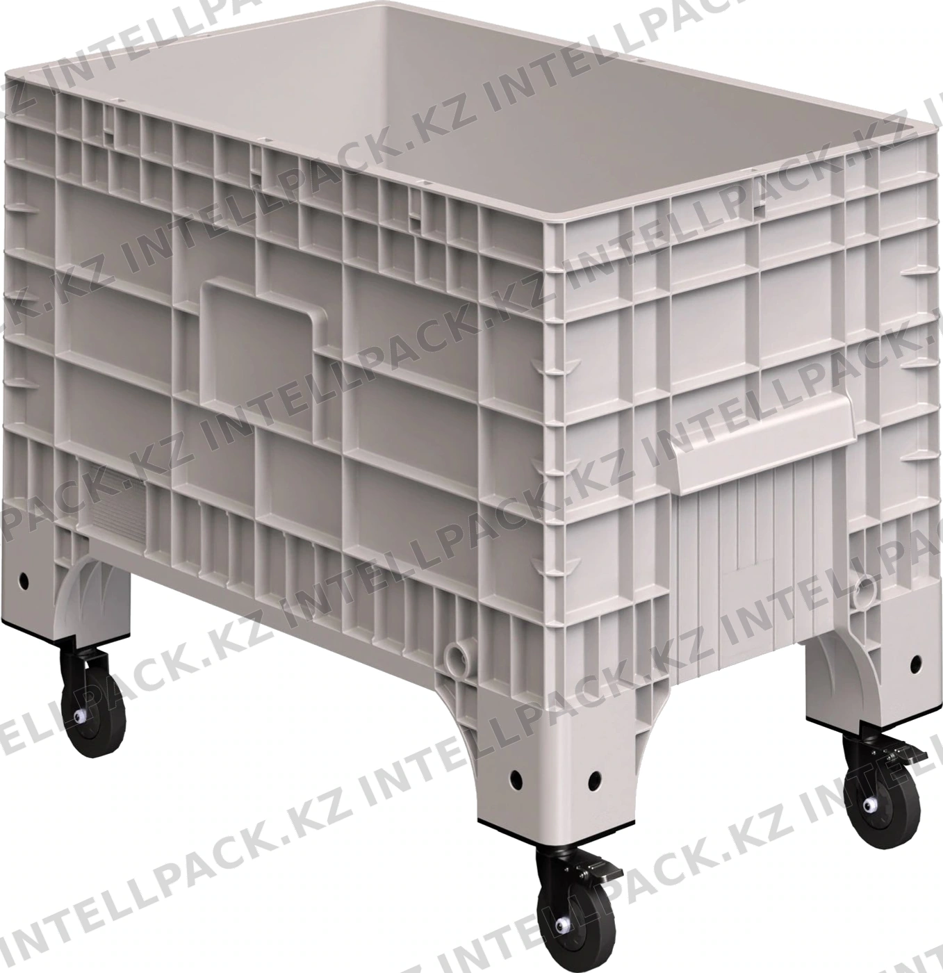 Большой контейнер 1020x640x810 мм iPlast iBOX светло-серый со сплошными стенками и дном, на колёсах