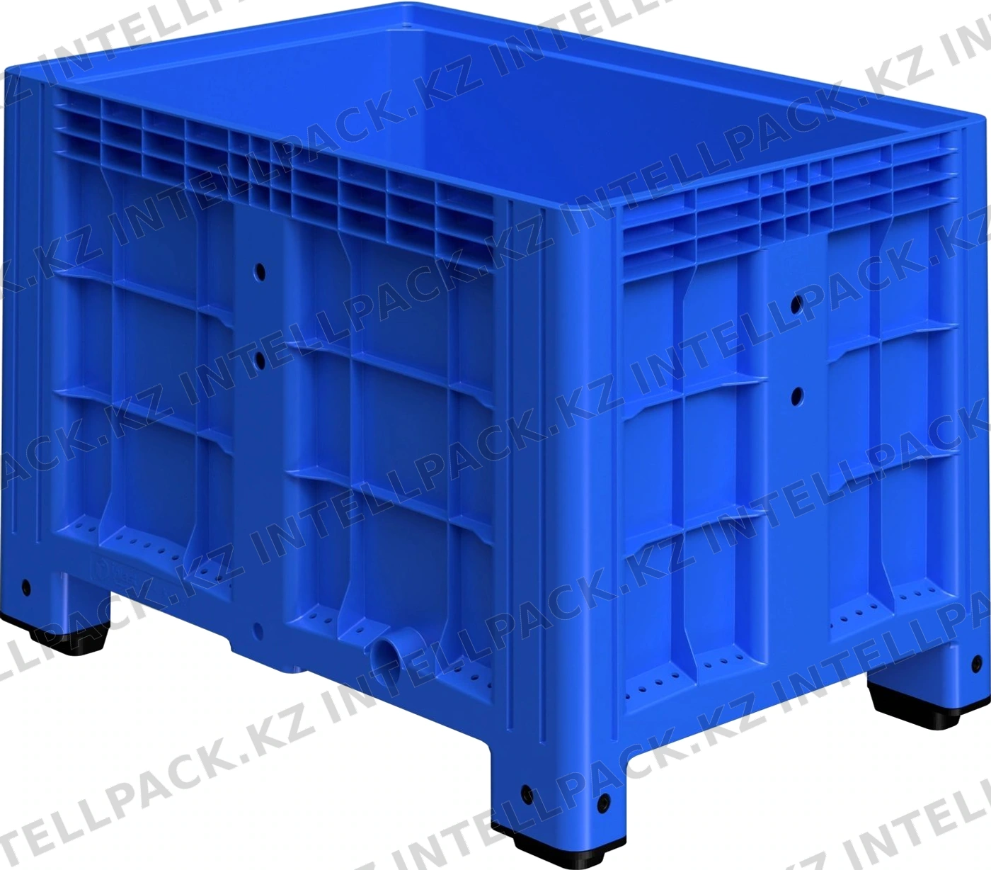 Большой контейнер 1200x800x800 мм iPlast iBOX голубой со сплошными стенками и дном, на ножках