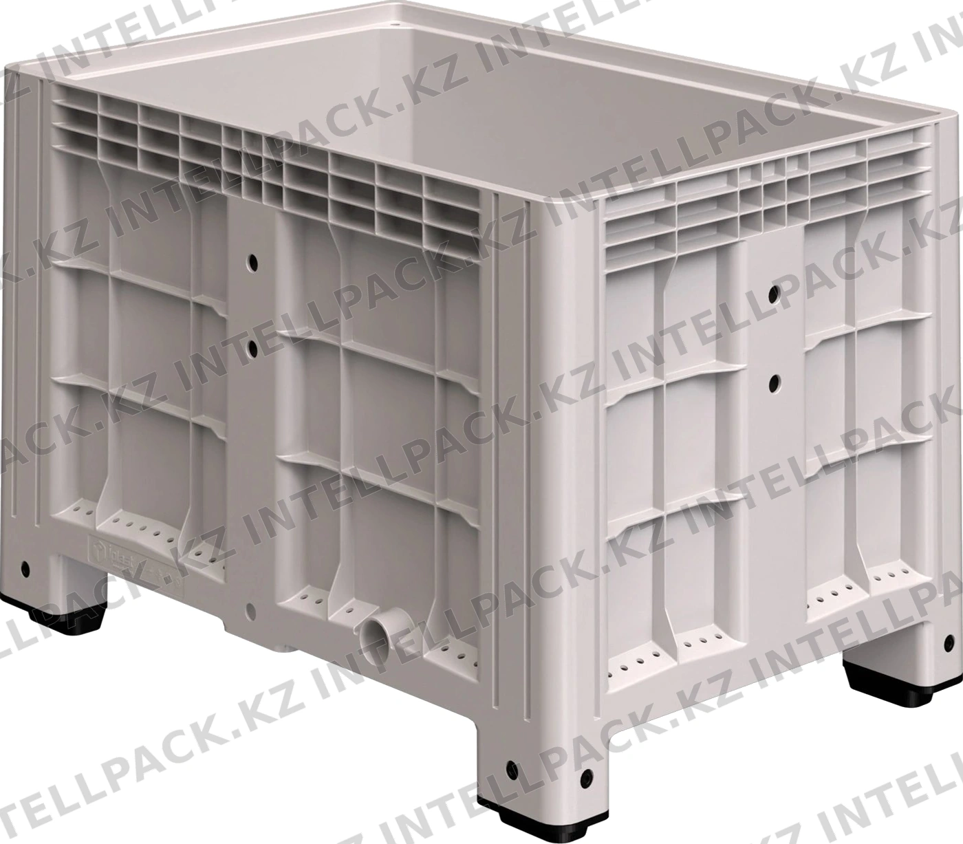 Большой контейнер 1200х800х800 мм iPlast iBOX светло-серый со сплошными стенками и дном, на ножках
