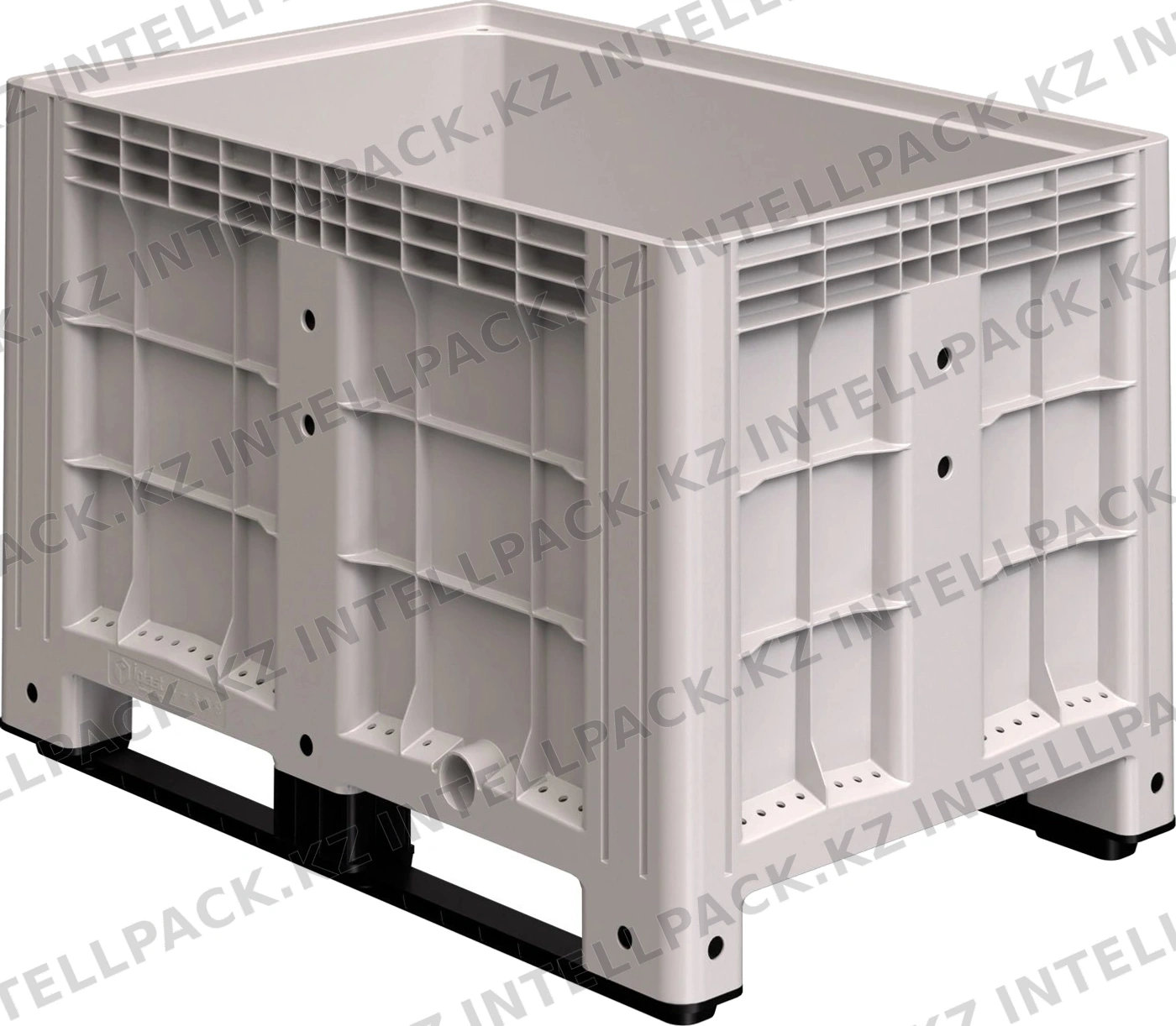 Большой контейнер 1200x800x800 мм iPlast iBOX светло-серый со сплошными стенками и дном, на полозьях