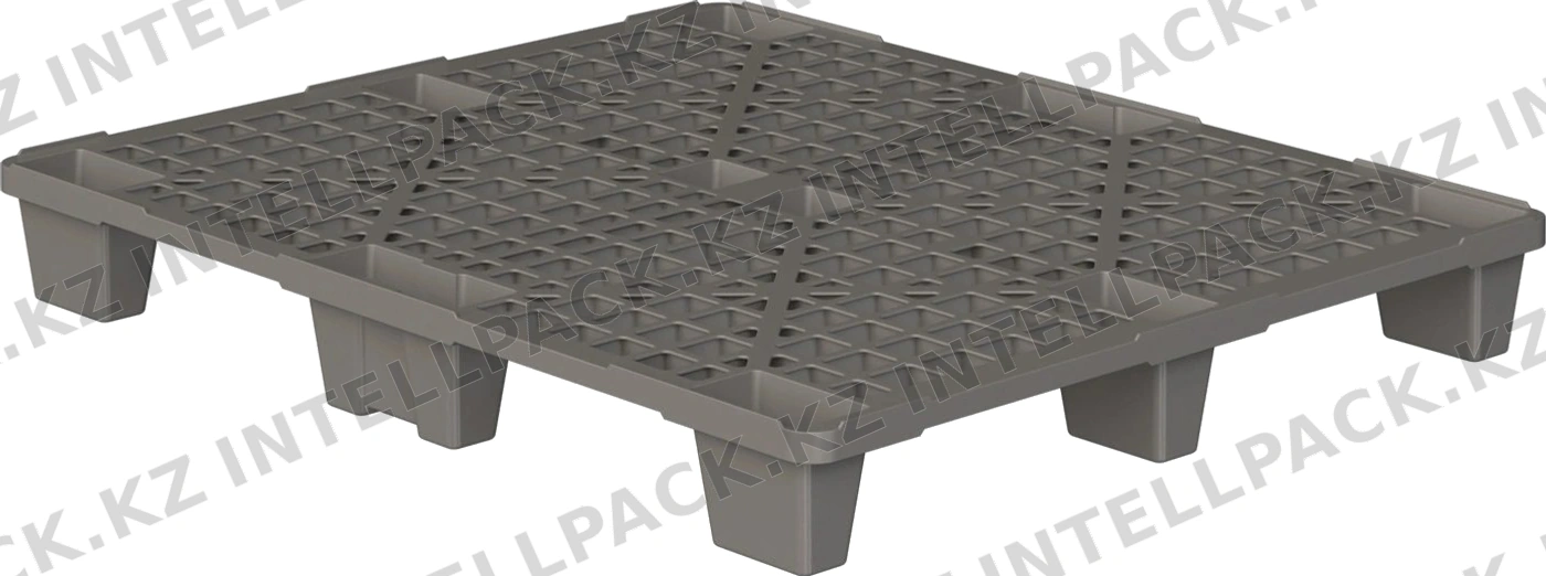 Пластиковый паллет 1200x1000x135 мм iPlast серый перфорированный на ножках с бортиком