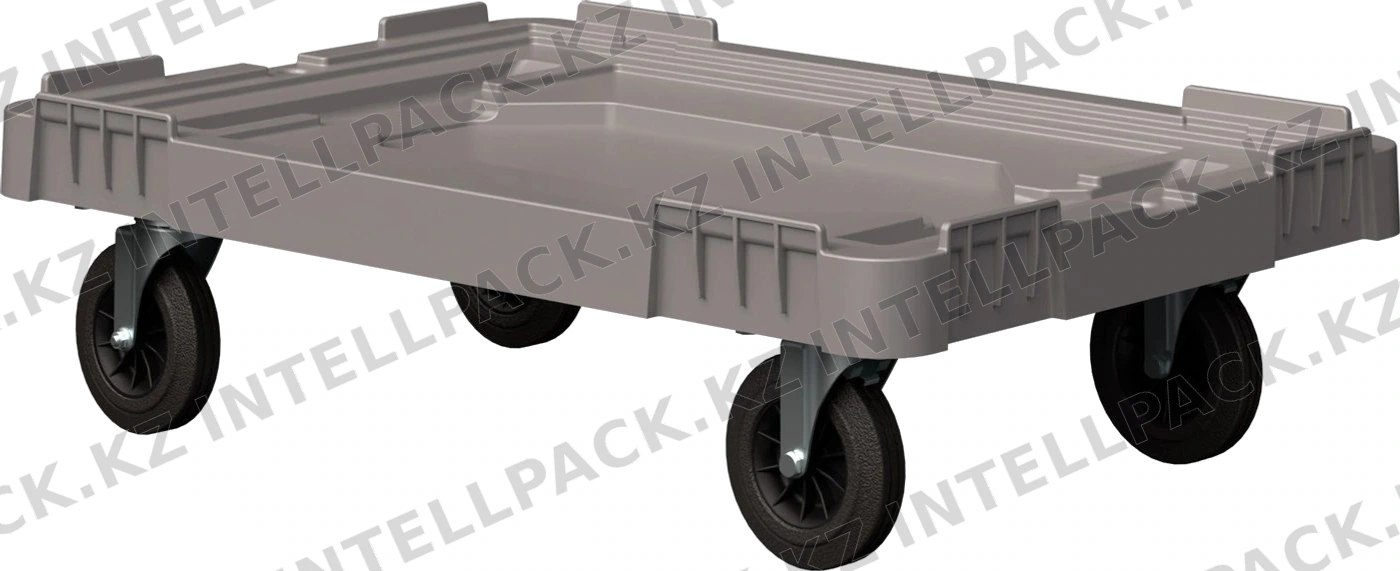 Складская тележка 620х420х185 мм iPlast серая 4-колёсная, без тормоза