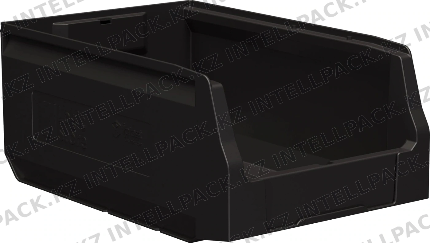 Складской лоток Logic Store 350x225x150 мм iPlast чёрный ЭКО с отверстиями для продольной перегородки