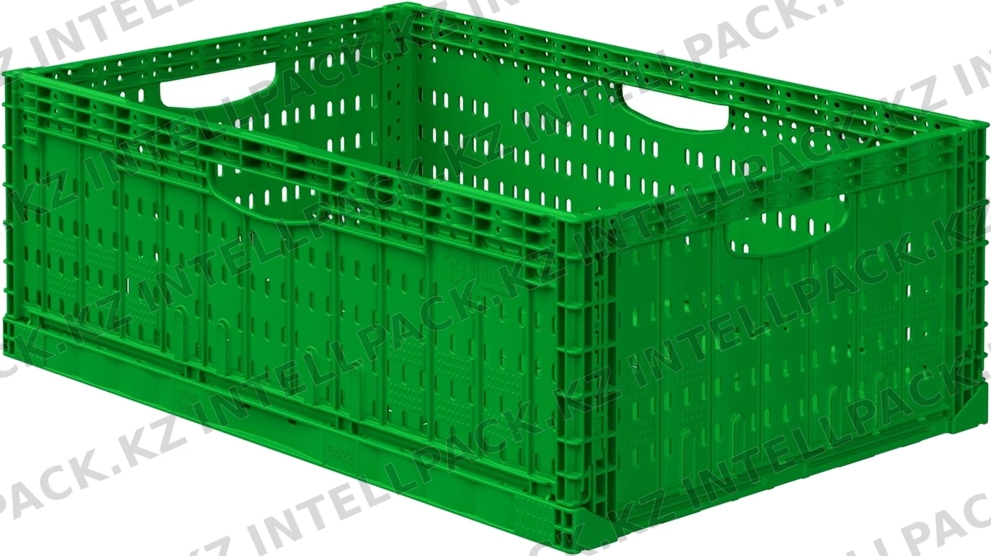 Складной ящик FC-6422 600х400х220 мм iPlast салатовый перфорированный